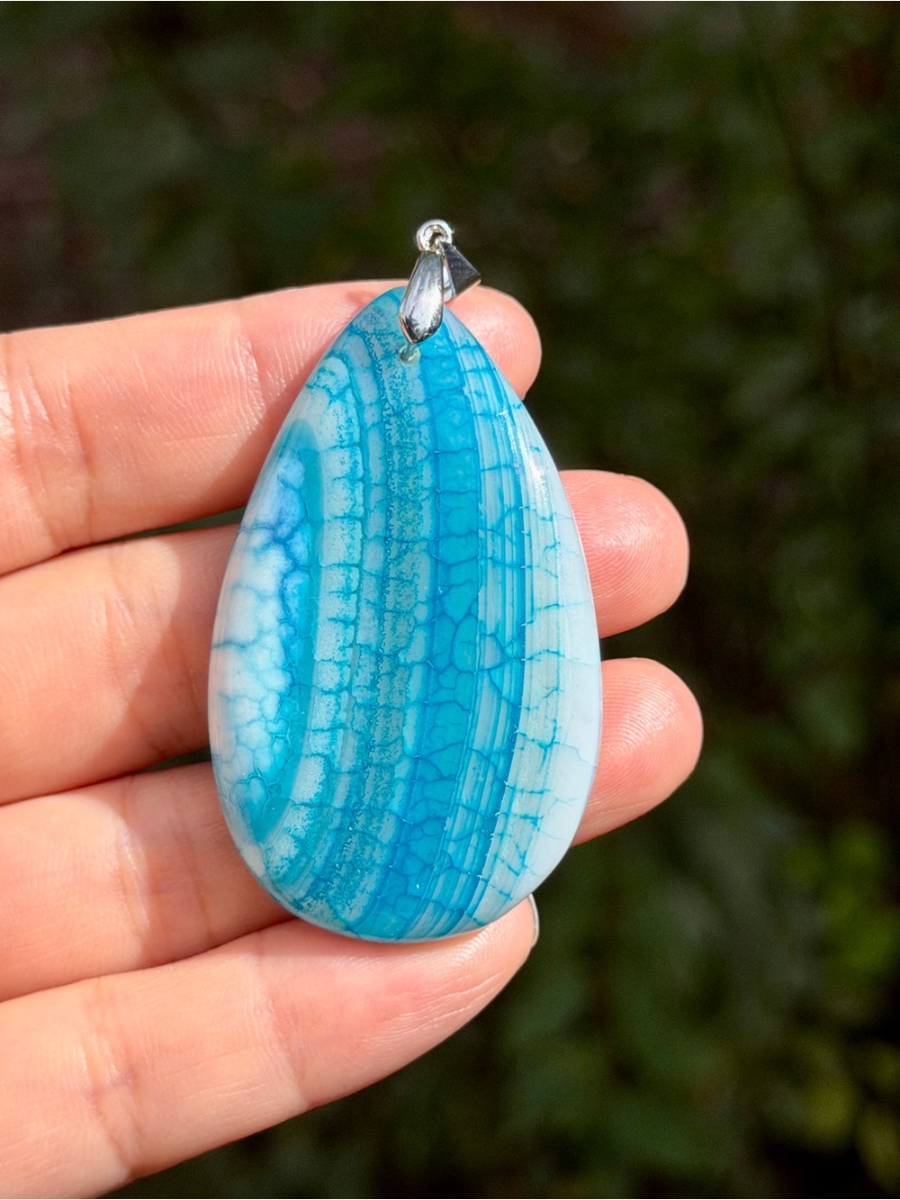 925 silver plated blue crack agate pendant 2625 - Picture 4 of 4